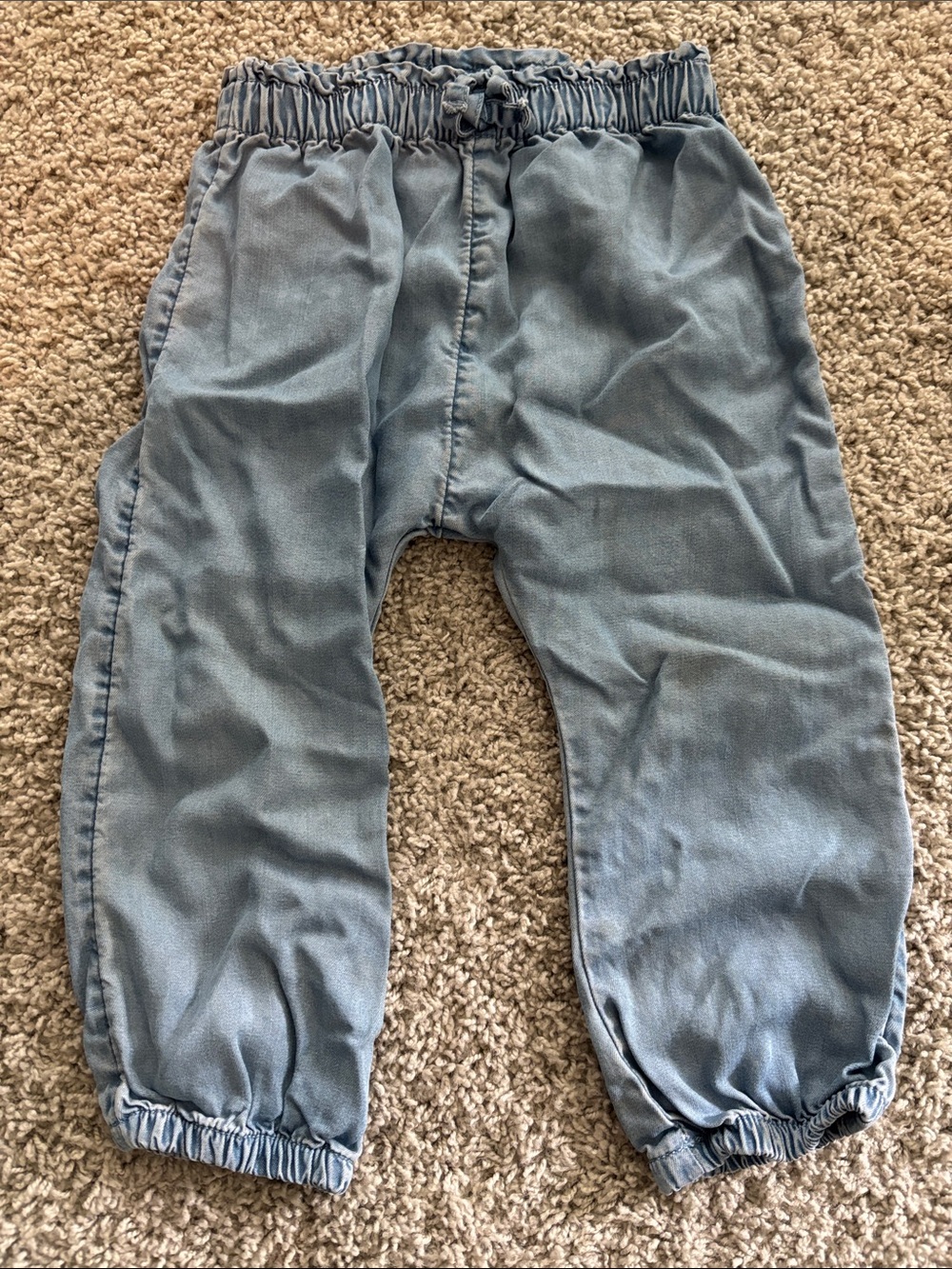 Kids Elastic Waist Light Blue Jogger Pants